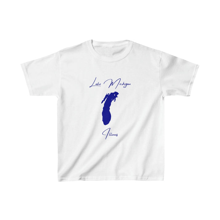 Illinois  Lake  Michigan  Youth  T-shirt  front  position  view  from  front  white.webp