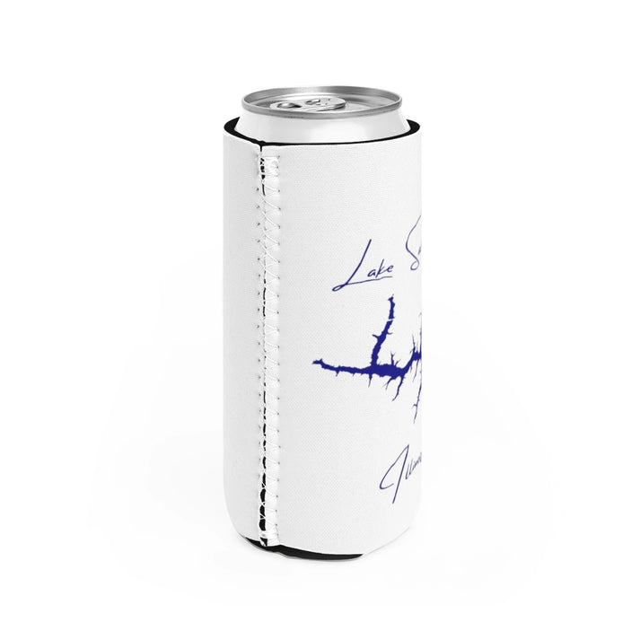 Illinois  Lake  Sara  Slim  Can  Koozie  all  position  view  from  right  white.webp