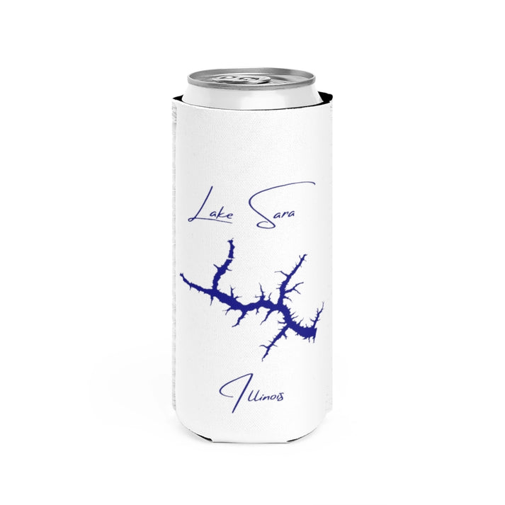 Illinois  Lake  Sara  Slim  Can  Koozie  front  position  view  from  front  white.webp