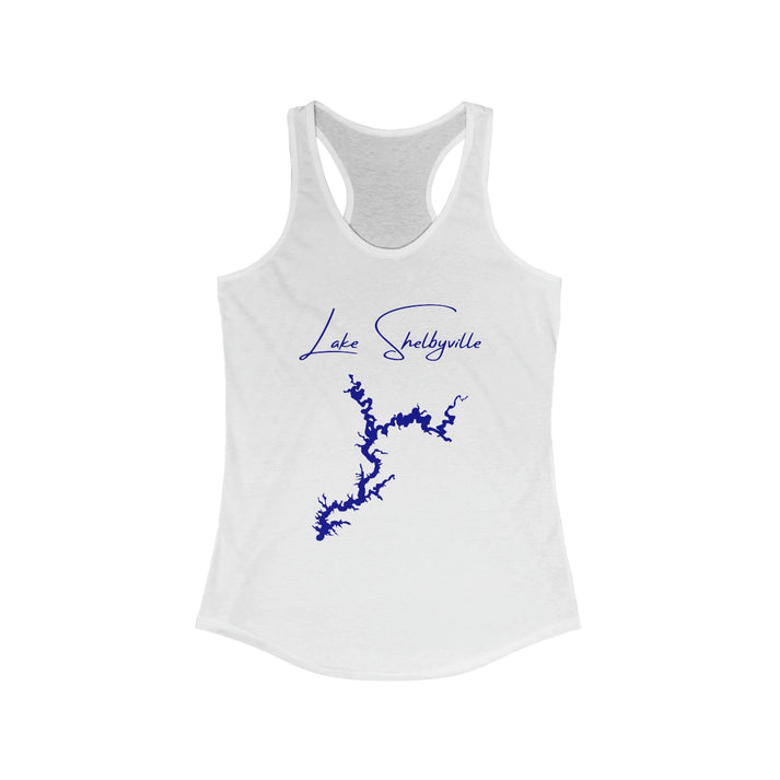 Illinois  Lake  Shelbyville  Racerback-Tank  front  position  view  from  front  solid  white.webp