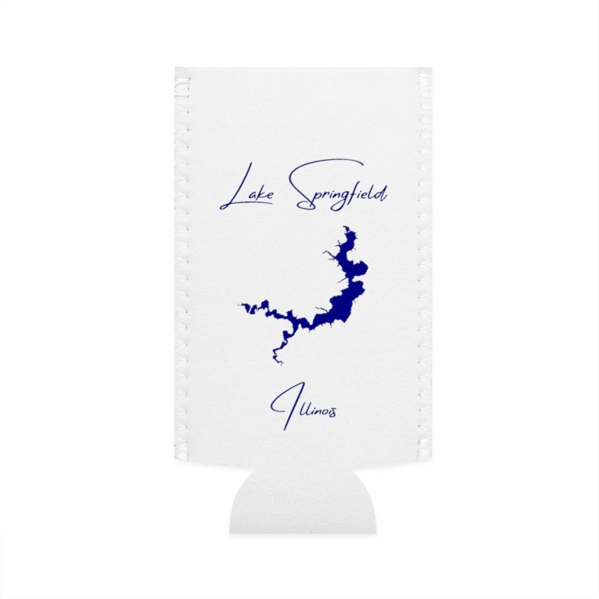 Illinois  Lake  Springfield  Slim  Can  Koozie  front  position  view  from  flat-front  white.webp
