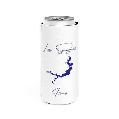 Illinois  Lake  Springfield  Slim  Can  Koozie  front  position  view  from  front  white.webp
