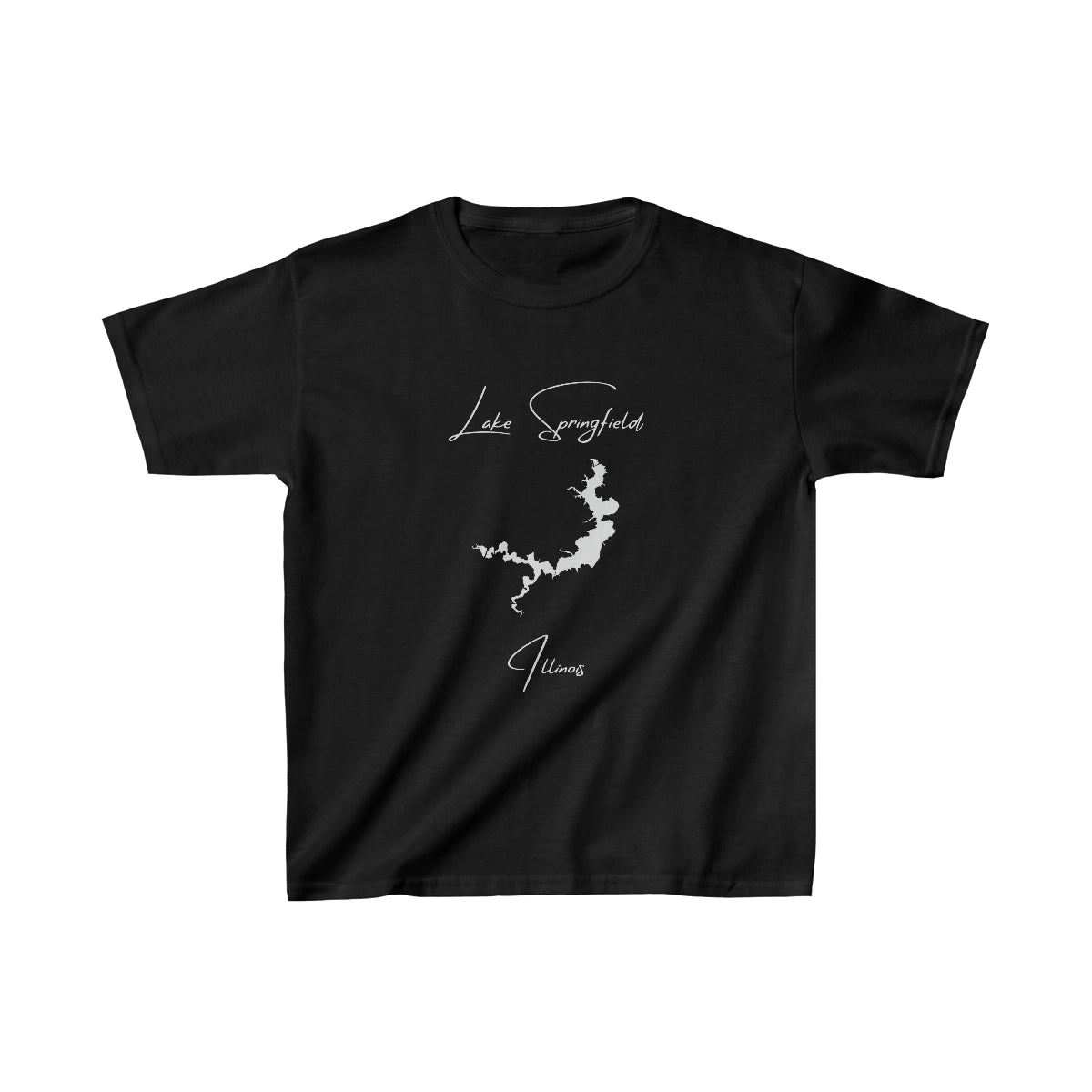 Illinois  Lake  Springfield  Youth  T-shirt  front  position  view  from  front  black.webp