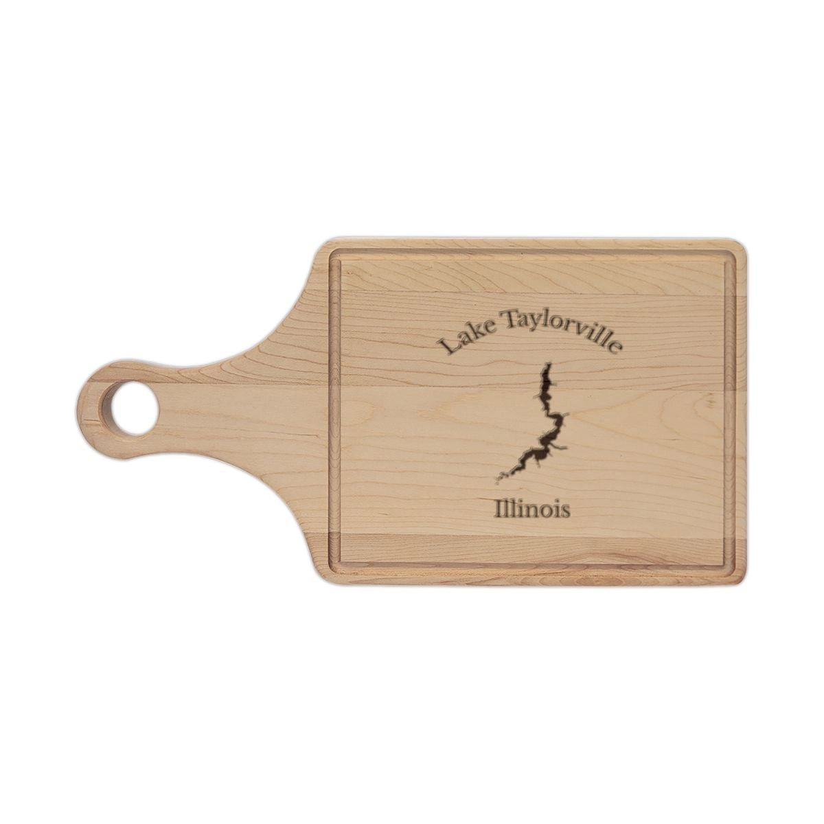 Illinois  Lake  Taylorville  Engraved  Cutting  Board  front  position  view  from  front  maple.webp