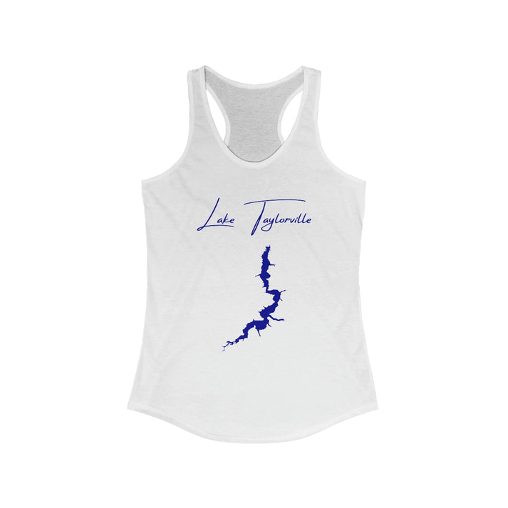 Illinois  Lake  Taylorville  Racerback-Tank  front  position  view  from  front  solid  white.webp