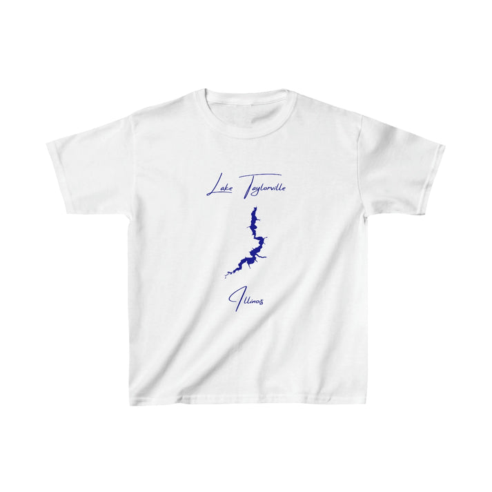 Illinois  Lake  Taylorville  Youth  T-shirt  front  position  view  from  front  white.webp