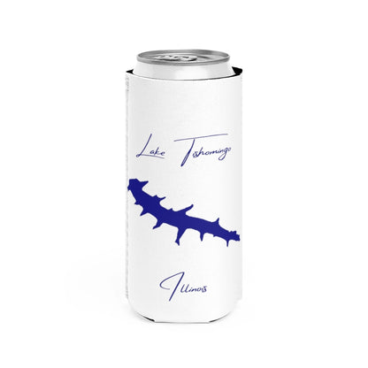 Illinois  Lake  Tishomingo  Slim  Can  Koozie  front  position  view  from  front  white.webp