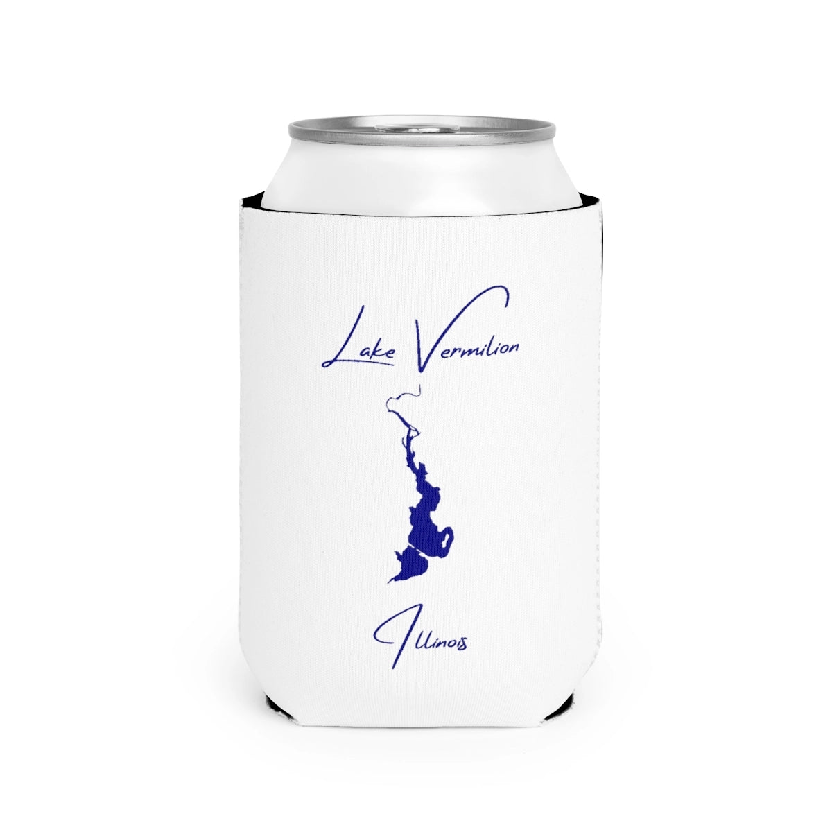 Illinois  Lake  Vermilion  Can  Koozie  front  position  view  from  front-2  white.webp