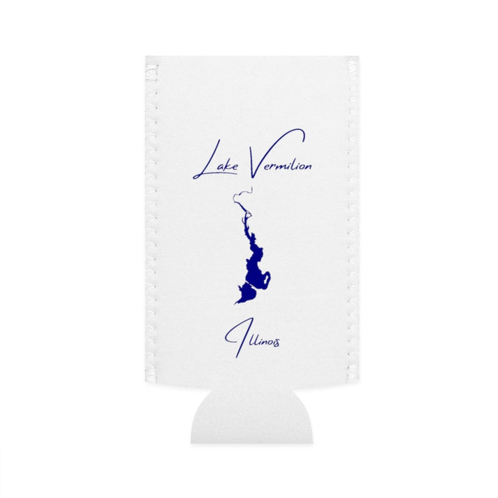 Illinois  Lake  Vermilion  Slim  Can  Koozie  front  position  view  from  flat-front  white.webp