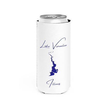 Illinois  Lake  Vermilion  Slim  Can  Koozie  front  position  view  from  front  white.webp