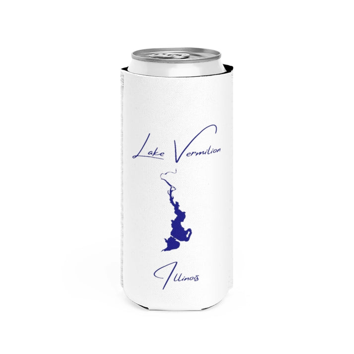 Illinois  Lake  Vermilion  Slim  Can  Koozie  front  position  view  from  front  white.webp