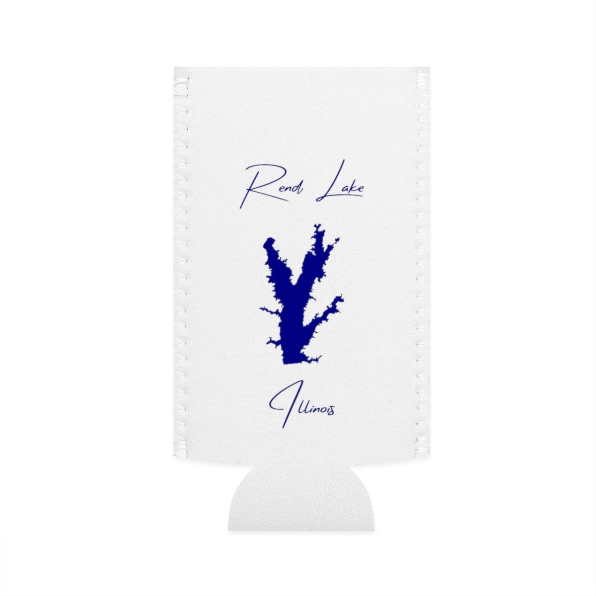 Illinois  Rend  Lake  Slim  Can  Koozie  front  position  view  from  flat-front  white.webp