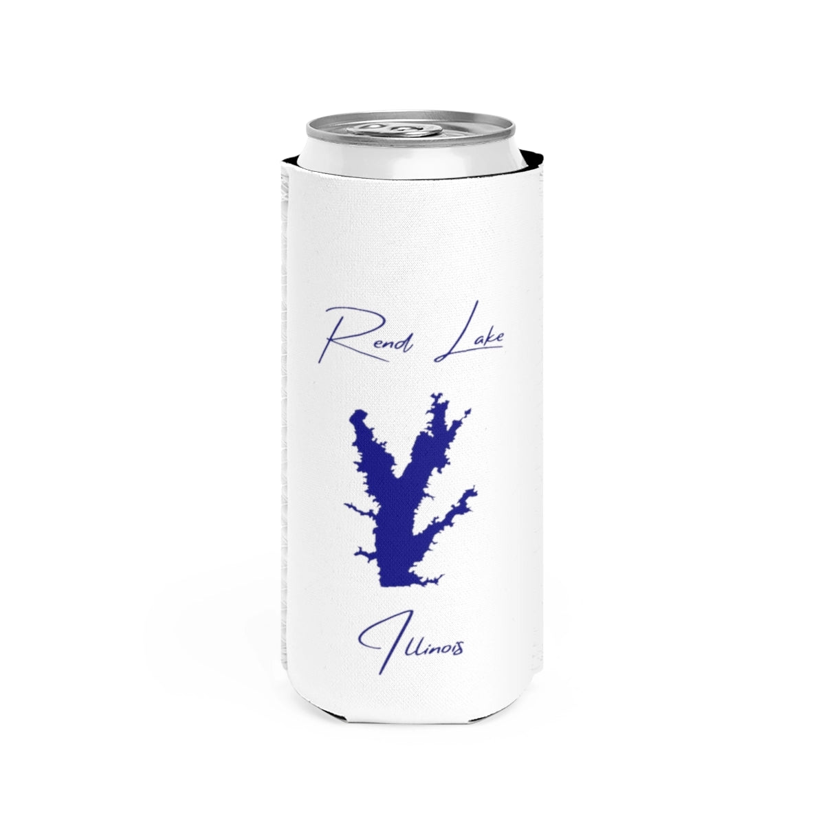 Illinois  Rend  Lake  Slim  Can  Koozie  front  position  view  from  front  white.webp