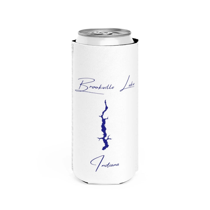 Indiana  Brookville  Lake  Slim  Can  Koozie  front  position  view  from  front  white.webp