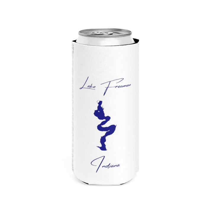 Indiana  Lake  Freeman  Slim  Can  Koozie  front  position  view  from  front  white.webp