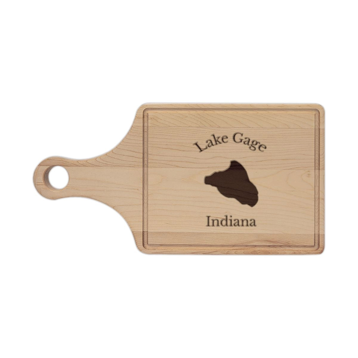 Indiana  Lake  Gage  Engraved  Cutting  Board  front  position  view  from  front  maple.webp