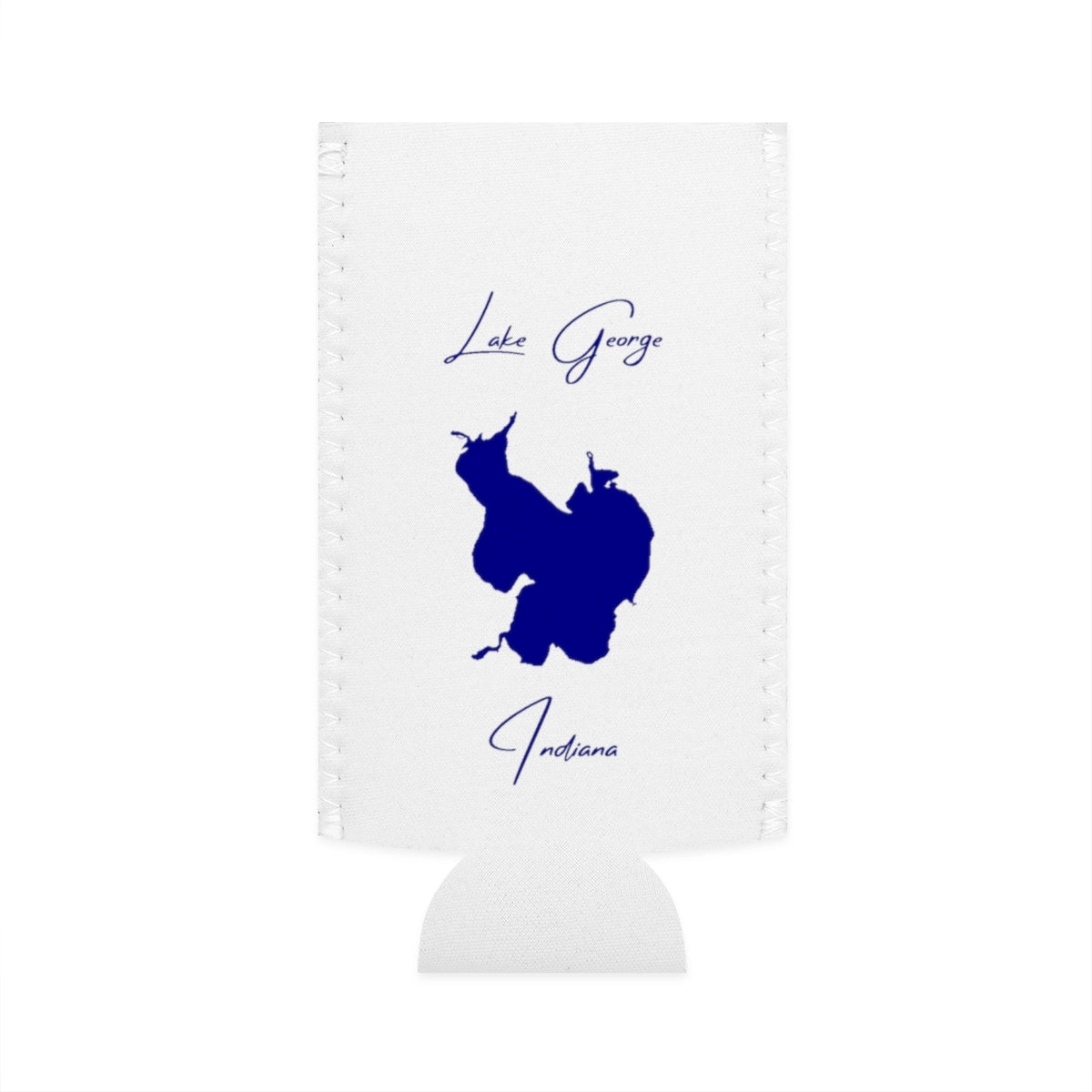 Indiana  Lake  George  Slim  Can  Koozie  front  position  view  from  flat-front  white.webp