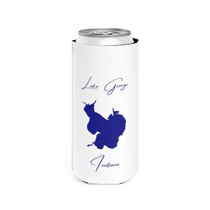 Indiana  Lake  George  Slim  Can  Koozie  front  position  view  from  front  white.webp