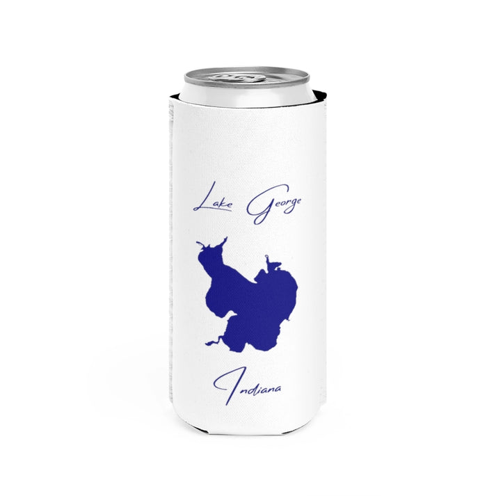 Indiana  Lake  George  Slim  Can  Koozie  front  position  view  from  front  white.webp