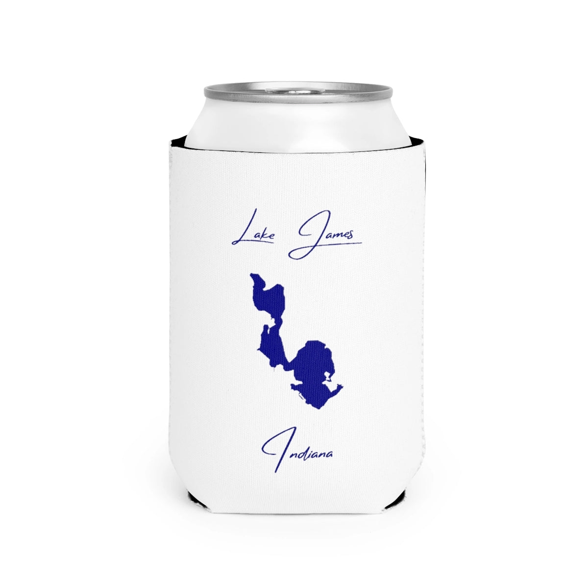 Indiana  Lake  James  Can  Koozie  front  position  view  from  front-2  white.webp