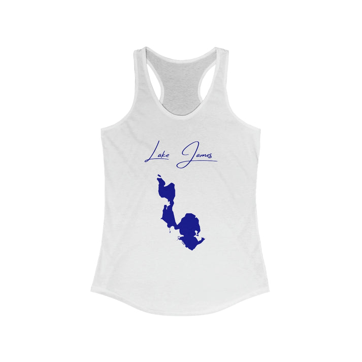 Indiana  Lake  James  Racerback-Tank  front  position  view  from  front  solid  white.webp