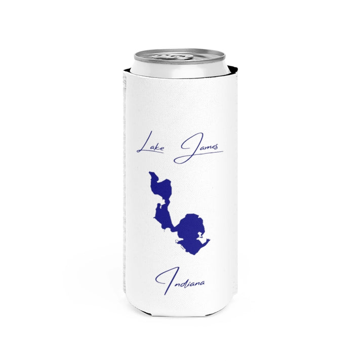 Indiana  Lake  James  Slim  Can  Koozie  front  position  view  from  front  white.webp