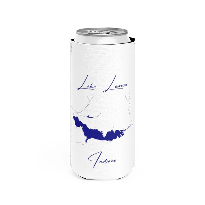 Indiana  Lake  Lemon  Slim  Can  Koozie  front  position  view  from  front  white.webp