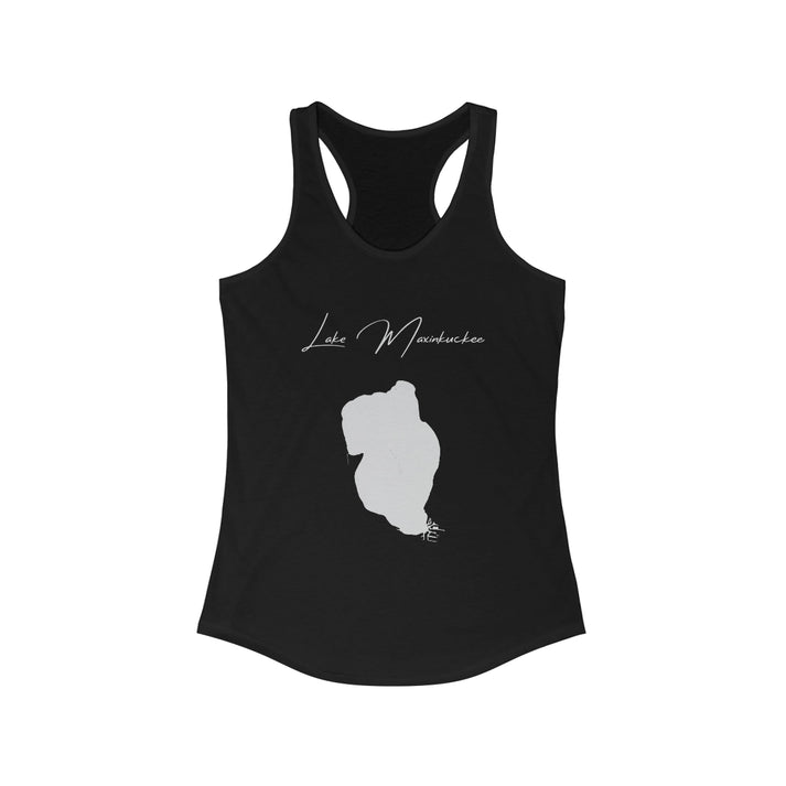 Indiana  Lake  Maxinkuckee  Racerback-Tank  front  position  view  from  front  solid  black.webp