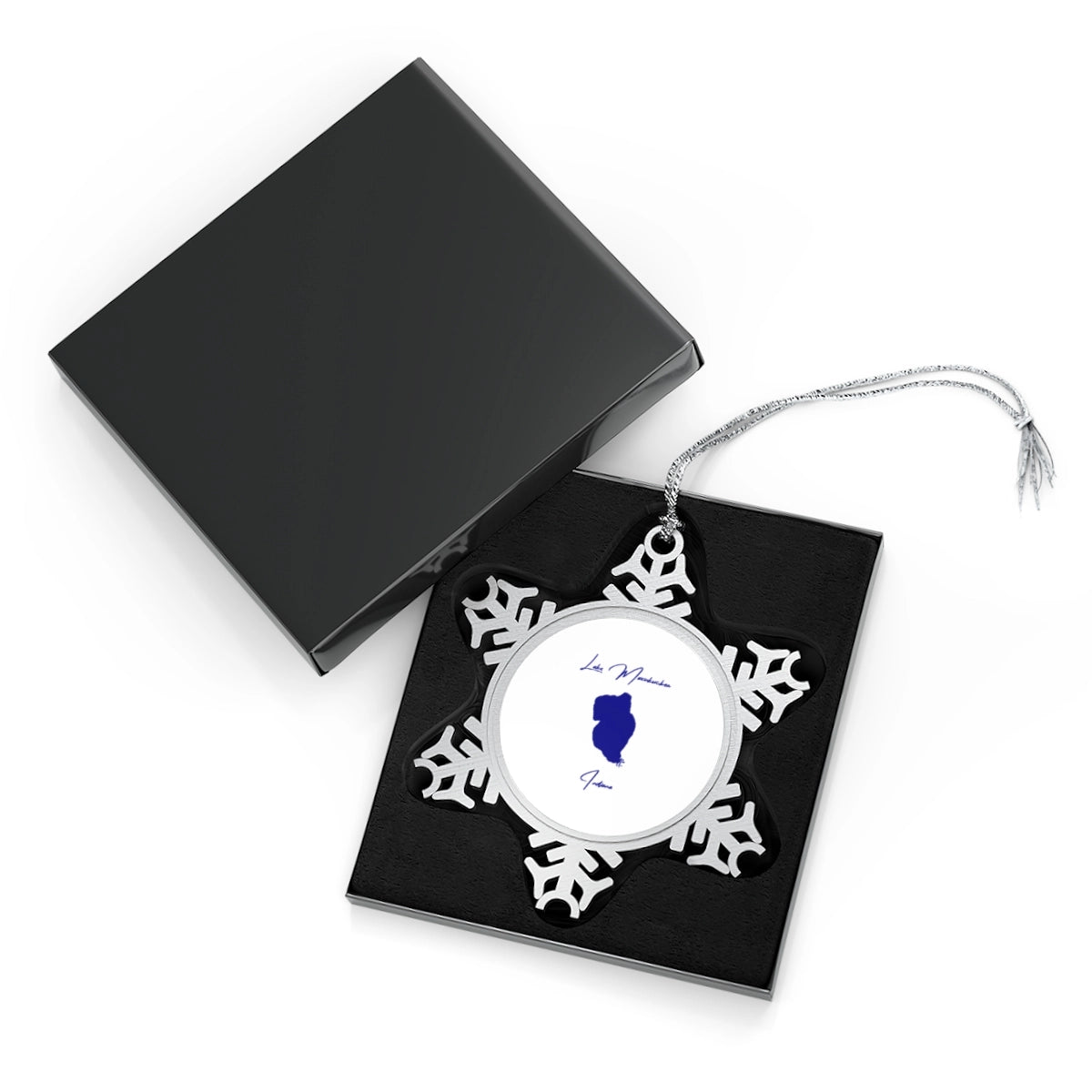 Indiana  Lake  Maxinkuckee  XMAS  Ornament  front  position  view  from  with-box  one  size.webp