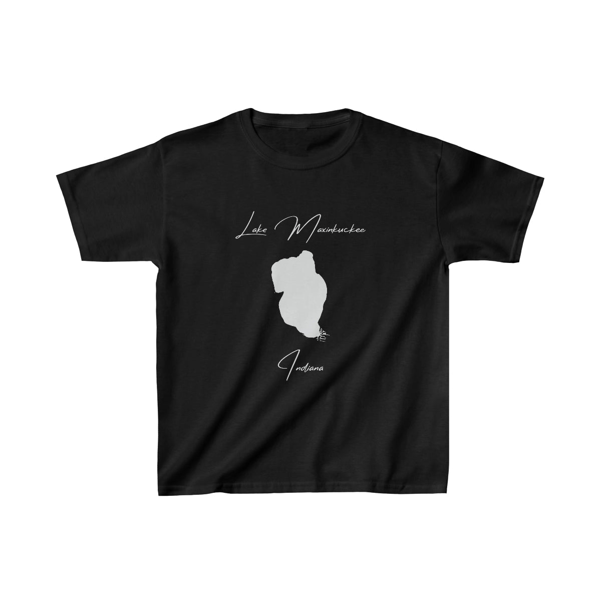 Indiana  Lake  Maxinkuckee  Youth  T-shirt  front  position  view  from  front  black.webp