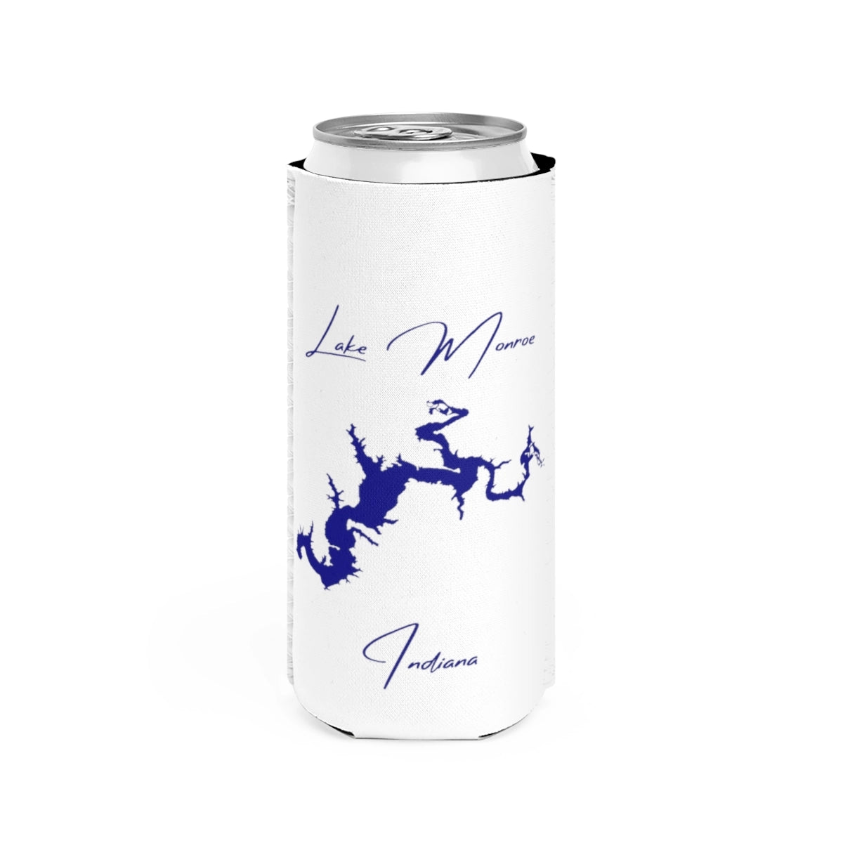 Indiana  Lake  Monroe  Slim  Can  Koozie  front  position  view  from  front  white.webp