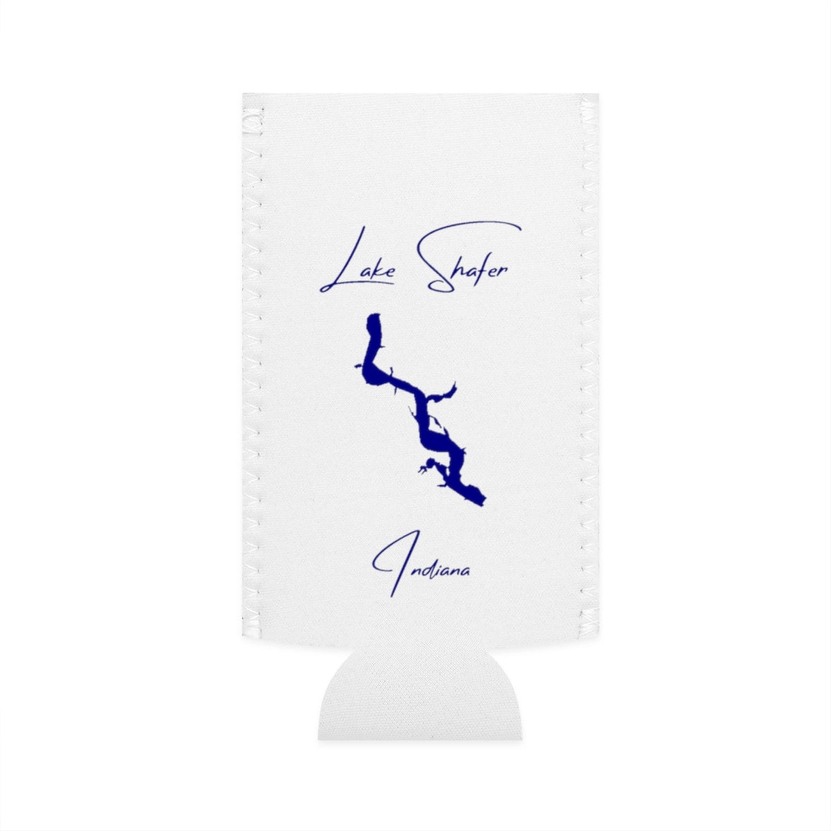 Indiana  Lake  Shafer  Slim  Can  Koozie  front  position  view  from  flat-front  white.webp