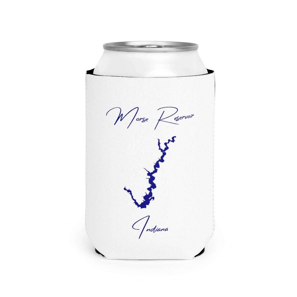 Indiana  Morse  Reservoir  Can  Koozie  front  position  view  from  front-2  white.webp