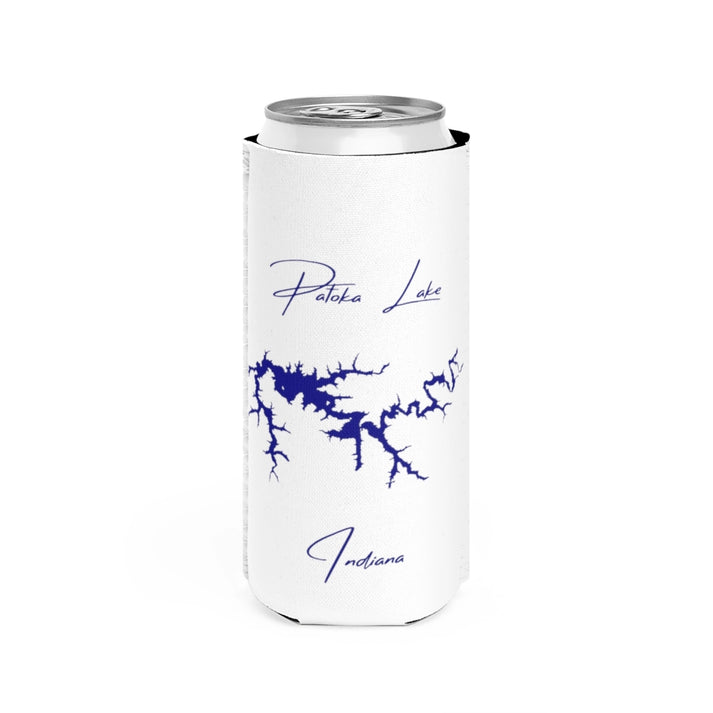 Indiana  Patoka  Lake  Slim  Can  Koozie  front  position  view  from  front  white.webp