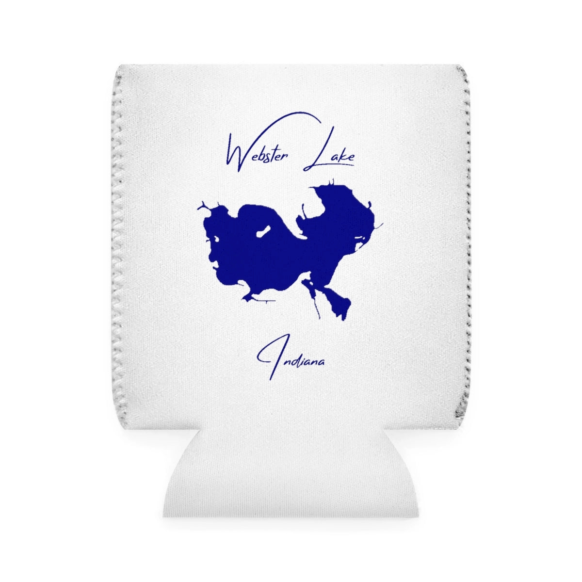 Indiana  Webster  Lake  Can  Koozie  front  position  view  from  front-1  white.webp