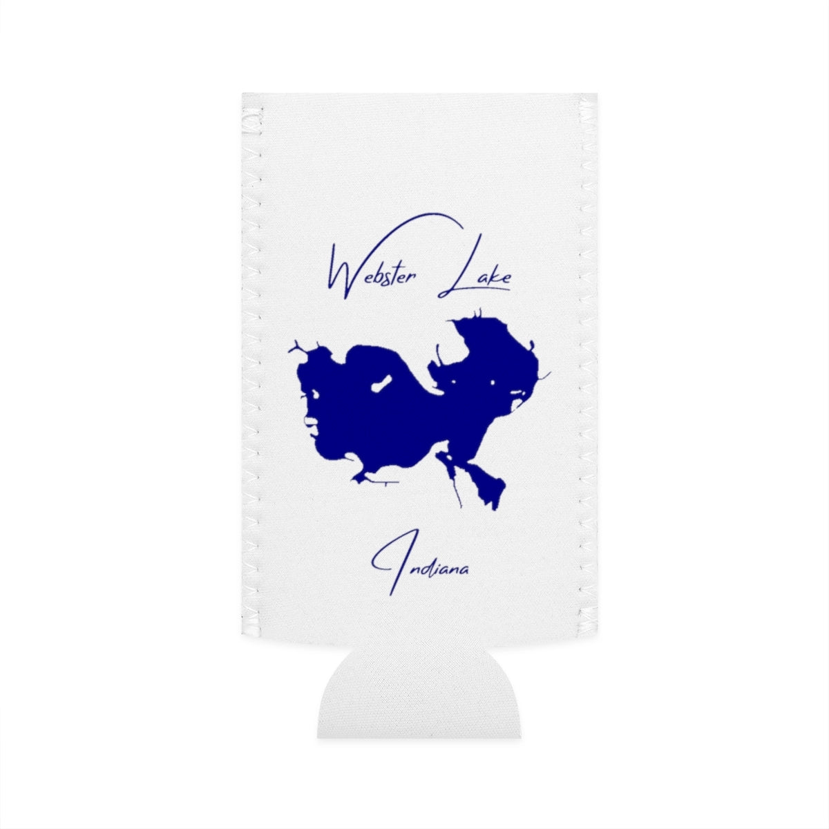 Indiana  Webster  Lake  Slim  Can  Koozie  front  position  view  from  flat-front  white.webp