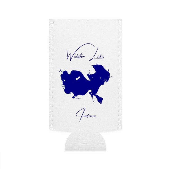 Indiana  Webster  Lake  Slim  Can  Koozie  front  position  view  from  flat-front  white.webp