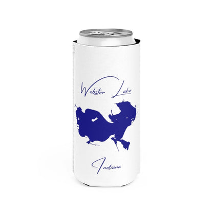 Indiana  Webster  Lake  Slim  Can  Koozie  front  position  view  from  front  white.webp