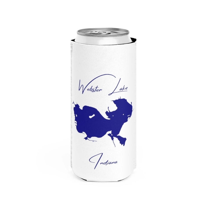 Indiana  Webster  Lake  Slim  Can  Koozie  front  position  view  from  front  white.webp