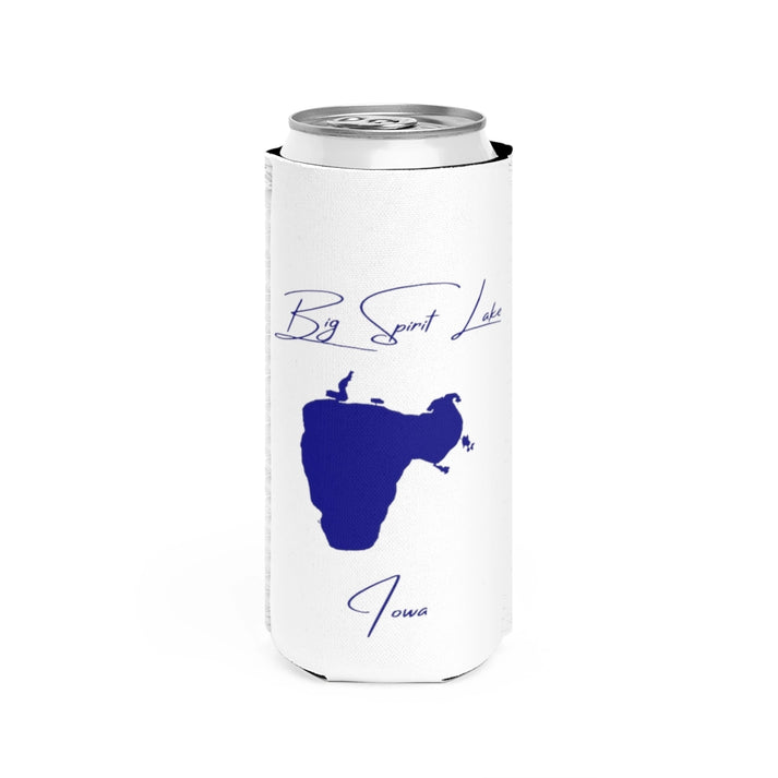 Iowa  Big  Spirit  Lake  Slim  Can  Koozie  front  position  view  from  front  white.webp