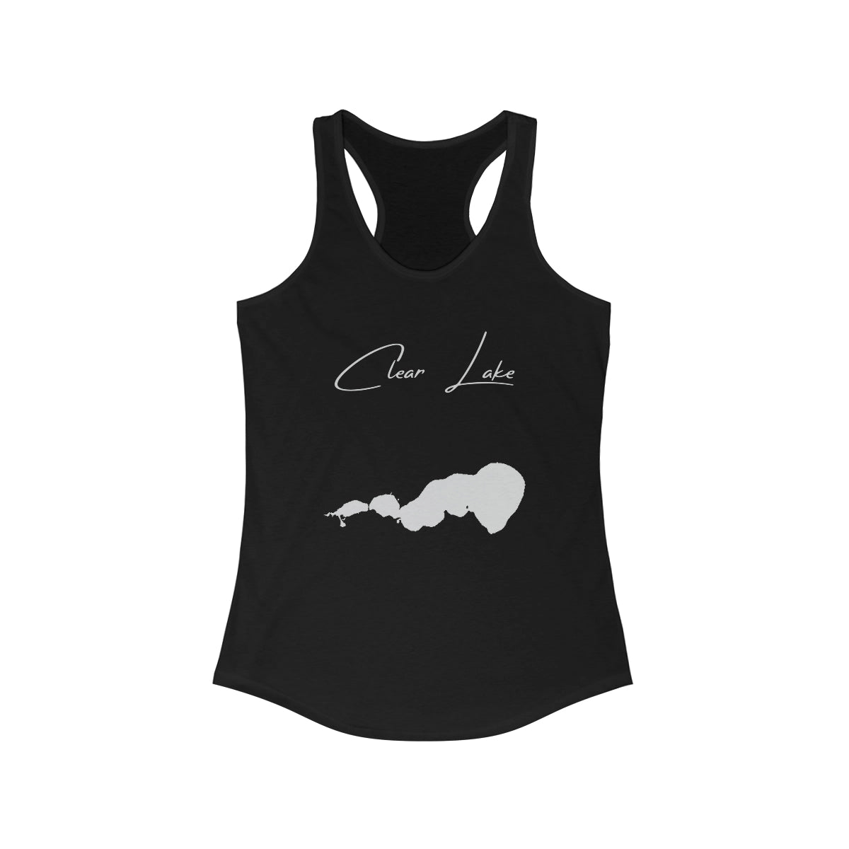 Iowa  Clear  Lake  Racerback-Tank  front  position  view  from  front  solid  black.webp