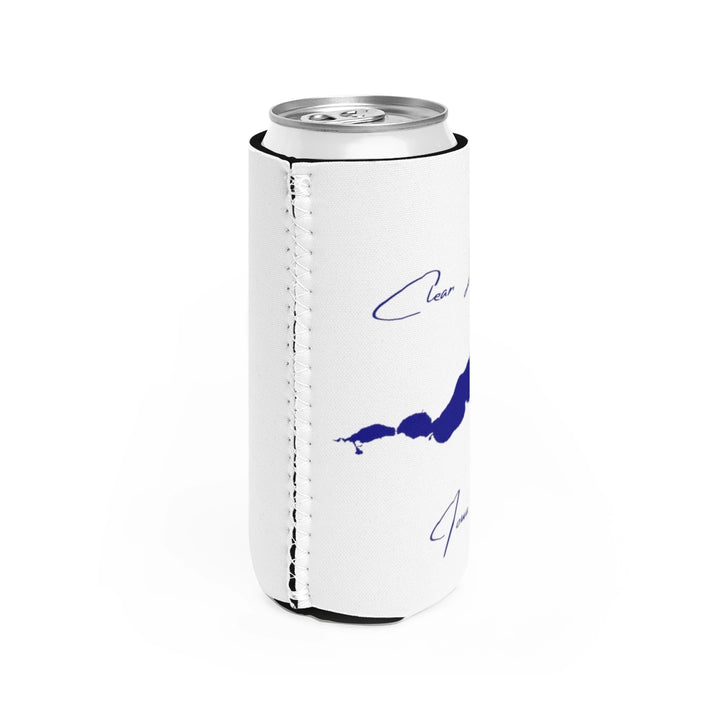 Iowa  Clear  Lake  Slim  Can  Koozie  all  position  view  from  right  white.webp