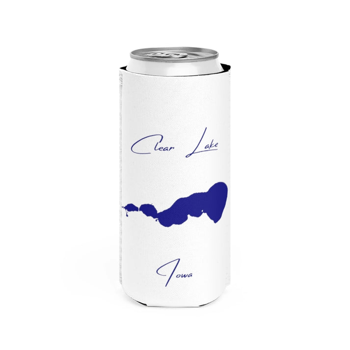 Iowa  Clear  Lake  Slim  Can  Koozie  front  position  view  from  front  white.webp