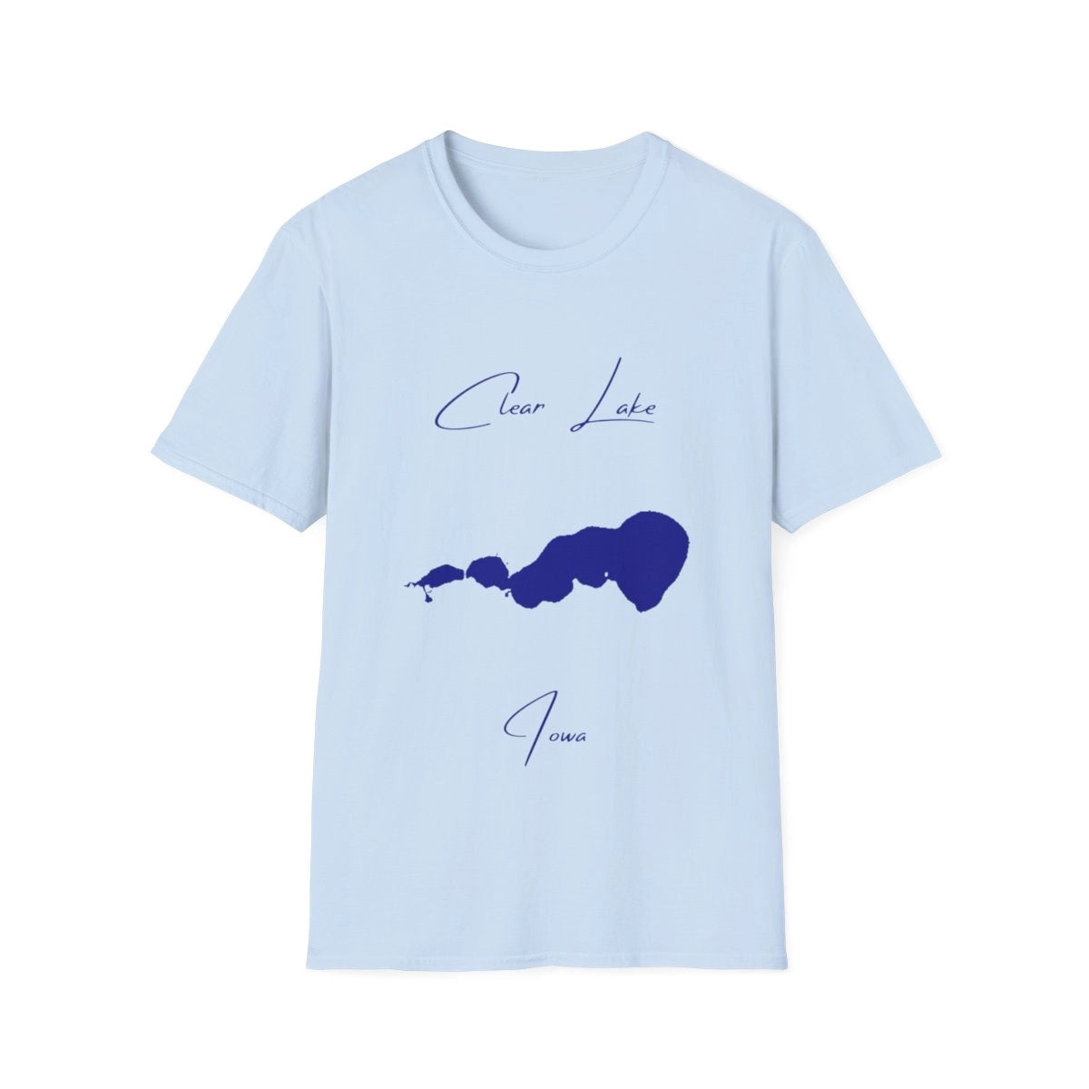 Iowa  Clear  Lake  T-shirt  front  position  view  from  front  light  blue.webp
