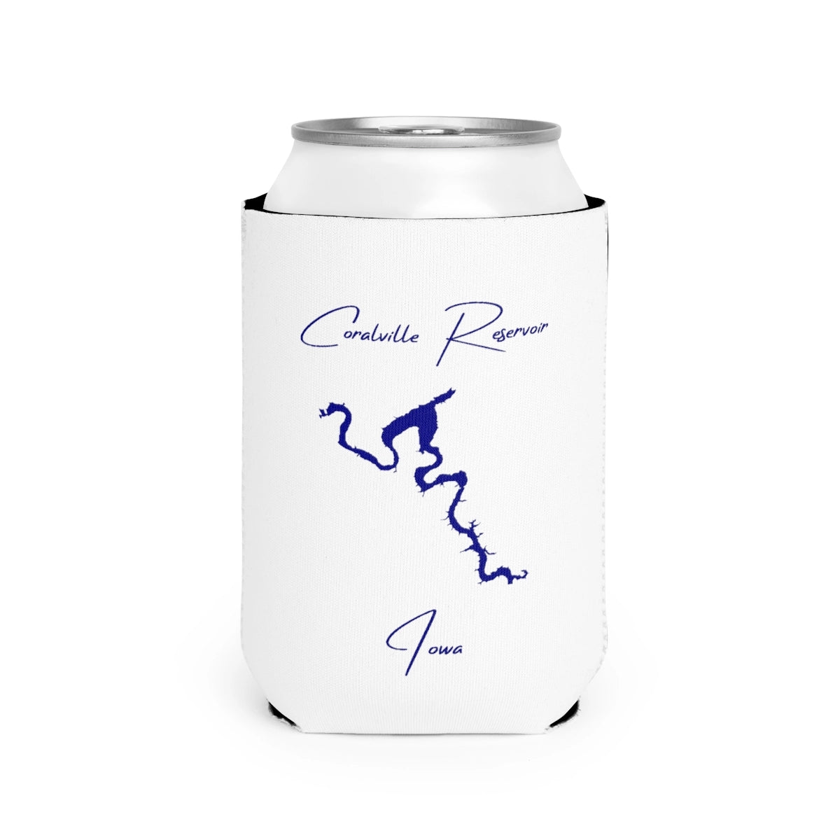 Iowa  Coralville  Reservoir  Can  Koozie  front  position  view  from  front-2  white.webp
