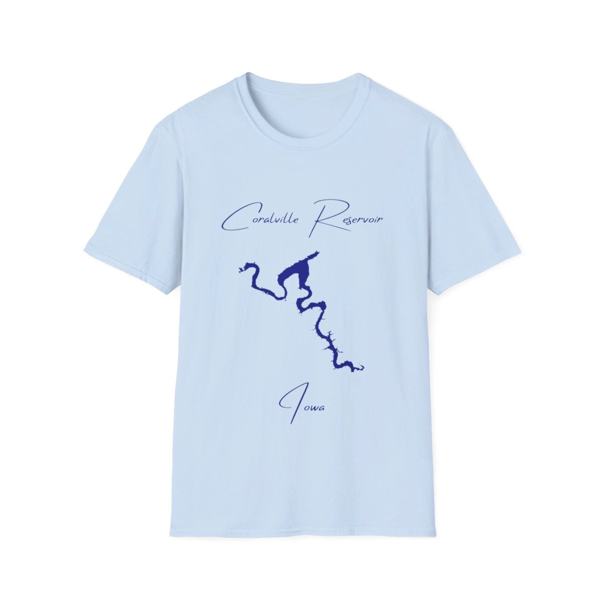 Iowa  Coralville  Reservoir  T-shirt  front  position  view  from  front  light  blue.webp