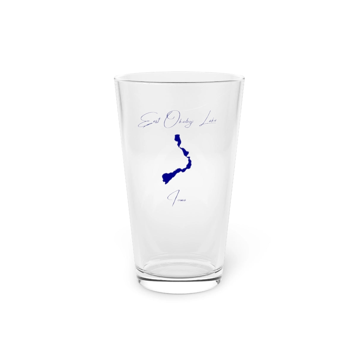 Iowa  East  Okoboji  Lake  16oz  Pint  Glass  front  position  view  from  front  16oz.webp