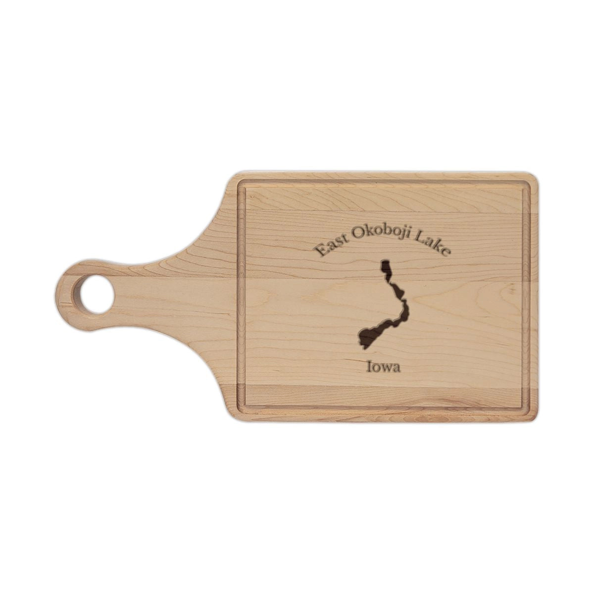 Iowa  East  Okoboji  Lake  Engraved  Cutting  Board  front  position  view  from  front  maple.webp