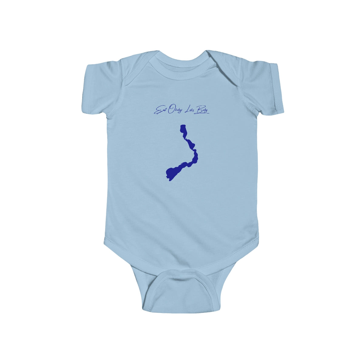 Iowa  East  Okoboji  Lake  Onesie  front  position  view  from  front  light  blue.webp