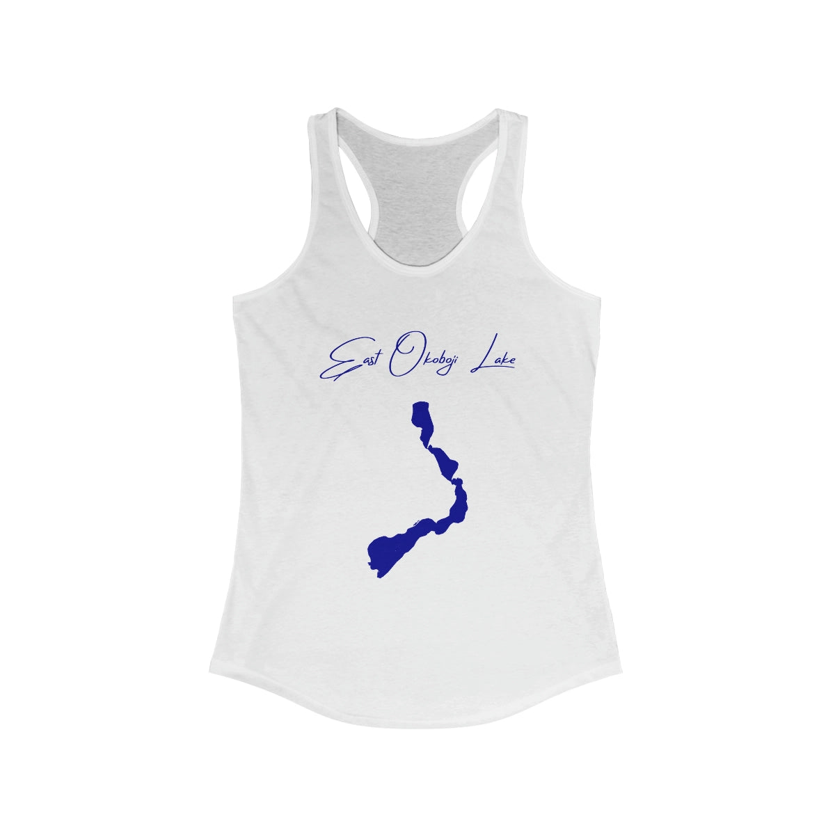 Iowa  East  Okoboji  Lake  Racerback-Tank  front  position  view  from  front  solid  white.webp